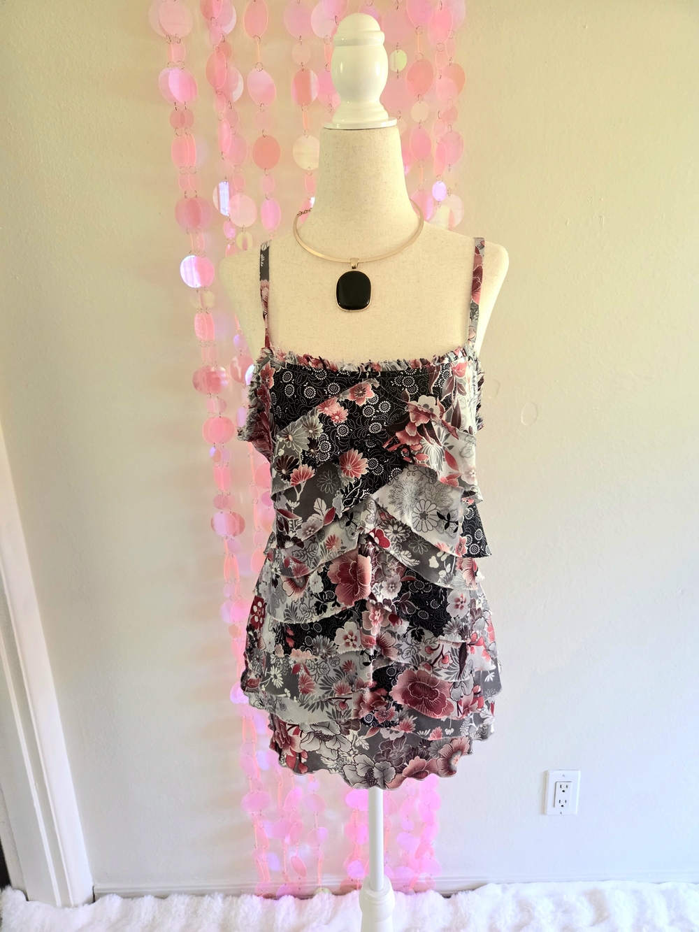 MIXIT Y2K Patchwork Floral Ruffle Cami Top